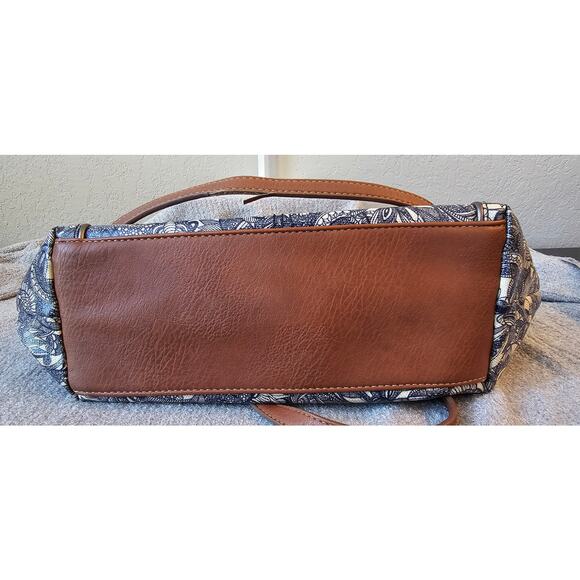 Sakroots Metro Tote Purse Coated Canvas Handbag Owl Charm Canvas Blue Desert - Picture 11 of 14